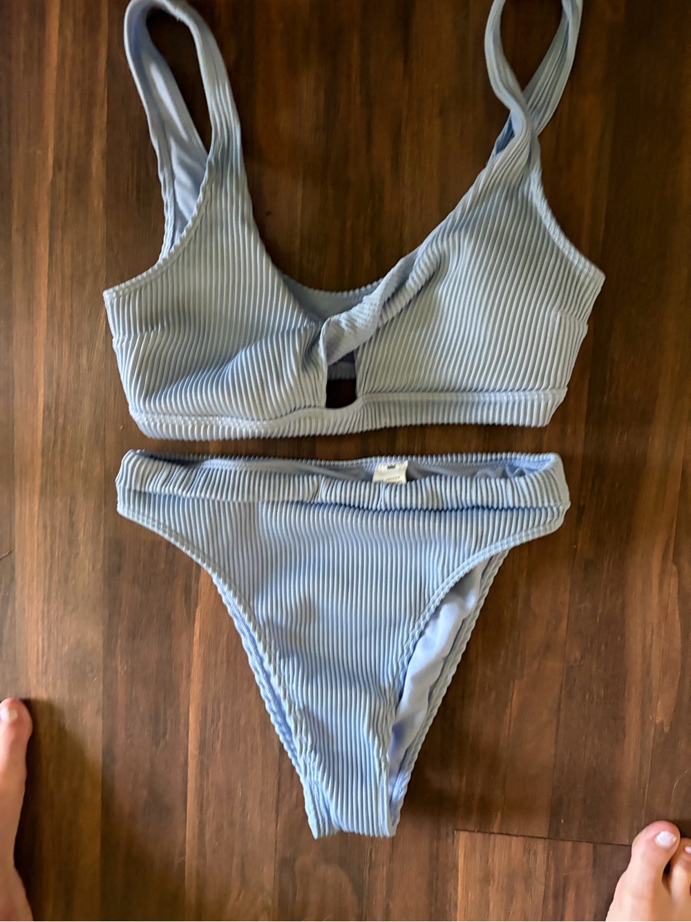 Hollister Light Blue Swim Top with Logo Detail
